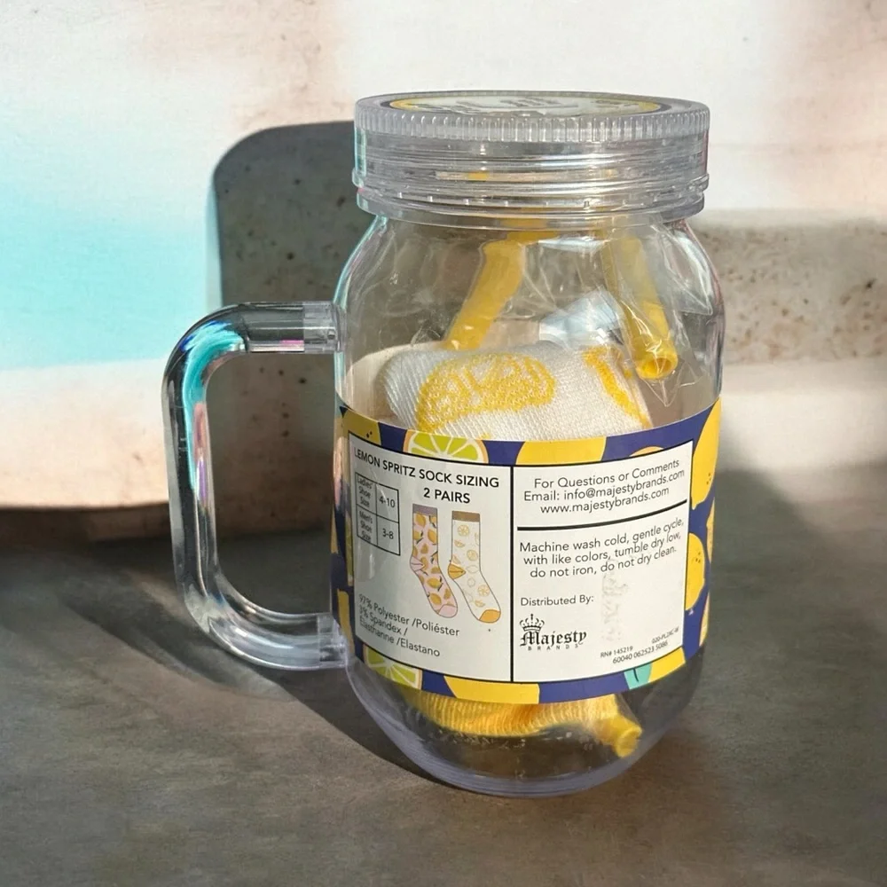 Lemon Spritz Party Jar with Socks